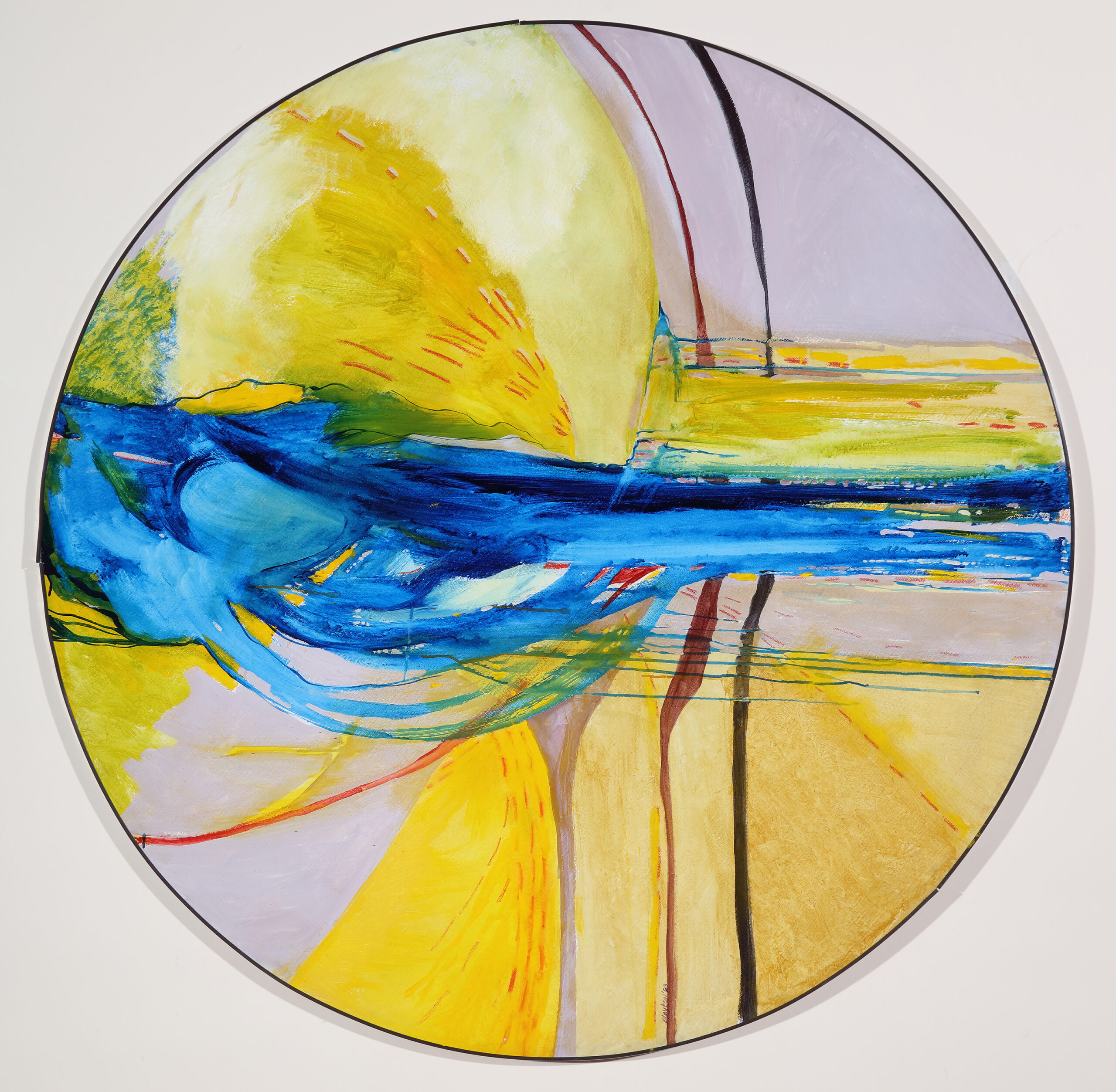 Betty Blayton (1937 - 2016), Vibes Penetrated, 1983, acrylic on canvas, diameter: 60 3/4 in. Spelman College Museum of Fine Art. Spelman College Purchase. © Estate of Betty Blayton