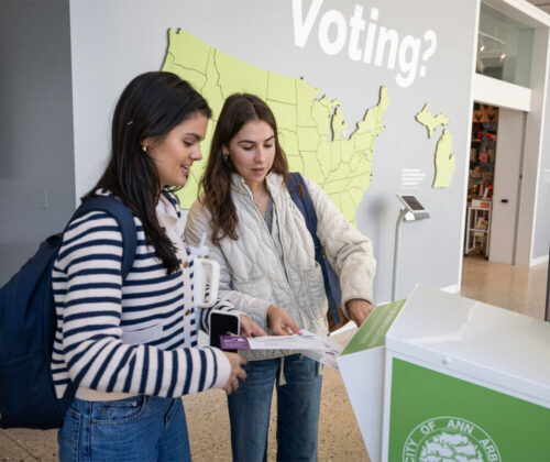 Voters use the UMMA Campus Voting Hub to register, request an absentee ballot, and vote in the 2024 US Presidential Election.