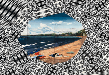 Andrea Carlson, "Future Cache", 2022, acrylic on paper, Museum Purchase. 2022/2.161