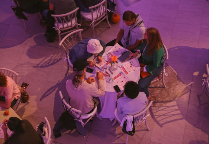 Visitors enjoying the creative activities of UMMA's 'Feel Good Friday: Fall Opening' event on September 27, 2024.