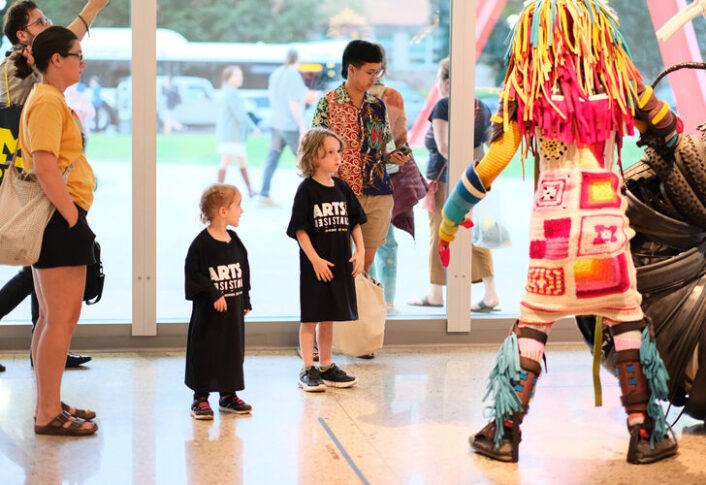A celebration of UMMA's fall season with exhibition openings of You're Welcome, Hear Me Now, and A Gathering.