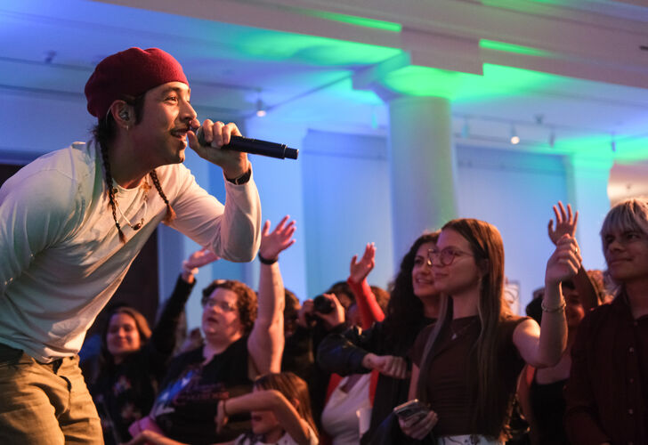 The crowd during Mato Wayuhi's performance at the "Feel Good Friday: Feel Good Frybread" event at UMMA on November 15, 2024.