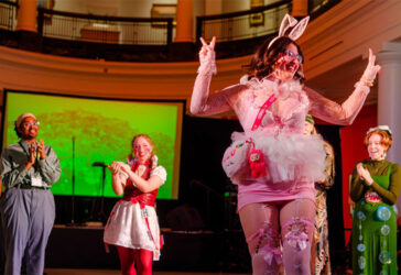 The "Feel Good Friday: Queer Night – Halloween Edition" event took place at UMMA on October 24, 2025. The night featured colorful projections by Venusloc, film screenings with Kris McKinney, performances by Baddie Brooks, Cherriel, and Na Bonsai, mini portrait sessions with Ruby Flwrs, Miranda Kyle, Miriam Uhura, and Yhasmin Wilder, and interactive photo and costume booths hosted by the UMMA Student Advisory Board.