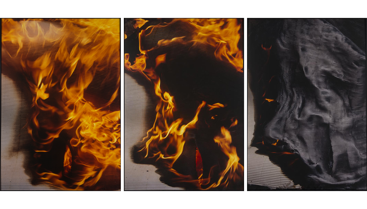 Image of flames with a gray background.