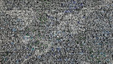 white and green lines on black background.