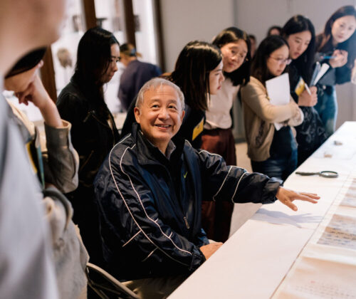 Students view Chinese calligraphy from the Lo Chia-Lun Collection and UMMA’s Chinese art collection during the first day of the 'Materials and Methods in Chinese Calligraphy' workshop on June 9, 2025.