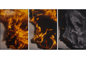 Image of flames with a gray background.