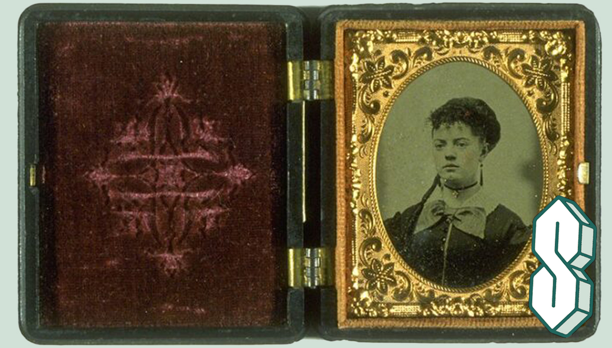 Portrait of a Young Woman, tintype on small gilted frame.