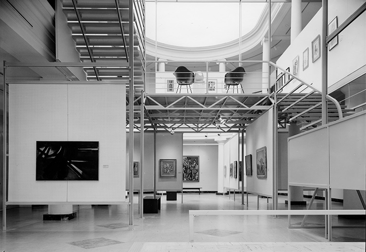 UM Museum of Art, unistrut gallery, 1960s, from main floor
