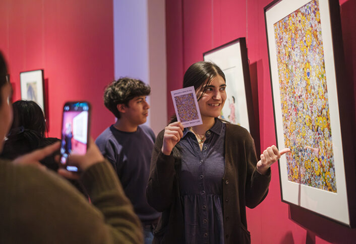 Students participate in Match Day for the "Art at Home" exhibition at UMMA, selecting original artworks from the gallery to take home for the winter semester as part of the Bridge Scholars Plus program.