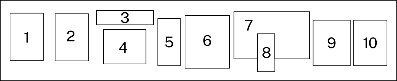 diagram of drawer with rectangles and numbers 1-10
