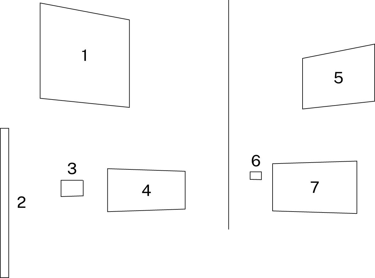 diagram of drawer with rectangles and numbers 1-7