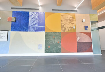 A new mural installed at the U-M College of Pharmacy by Ellen Rutt