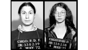 mugshots of two women, a still from the film "The Janes"